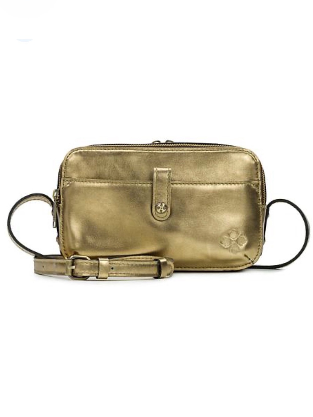NWT Patricia Nash Alessa Crossbody Bag Antique Distressed Gold Metallic Leather